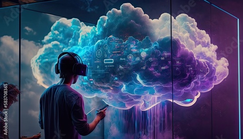 Augmented or virtual reality display of cloud computing and cloud storage on the internet - generative ai