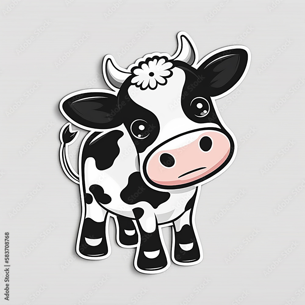 Cute cow cartoon isolated on white. Generative AI Cute cow cartoon isolated on white. Generative AI