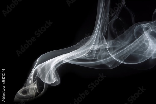Mesmerizing Abstract White Smoke on Black Background, Generative AI