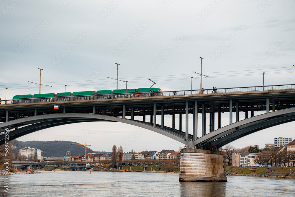 Fototapeta premium big bridge over the river rhine