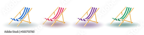 Summer chair element set. Summer chairs element isolated for beach armchair furniture. Vector illustration summer chair collection. 
