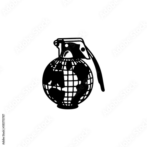 grenade illustration vector with globe concept