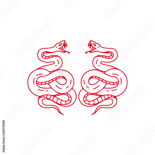 vector illustration of two red snakes