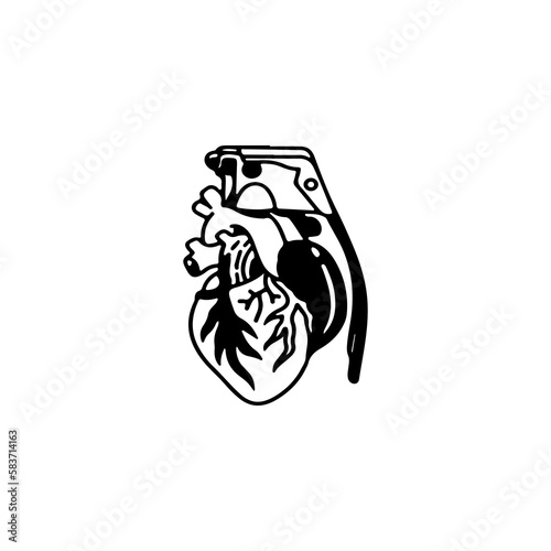 vector illustration of grenade heart concept