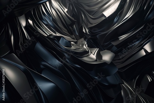 Metallic black dark abstract surface background illustration with Generative AI