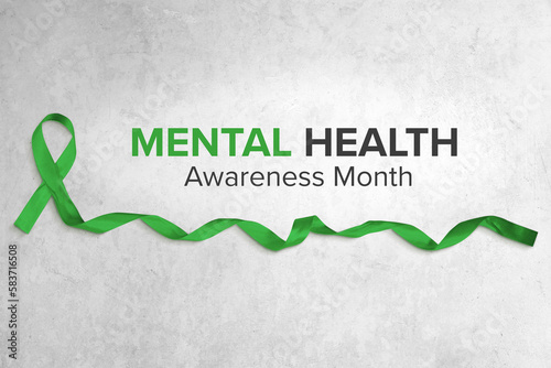 Fotografie, Tablou Green Ribbon, Mental Health Awareness Banner