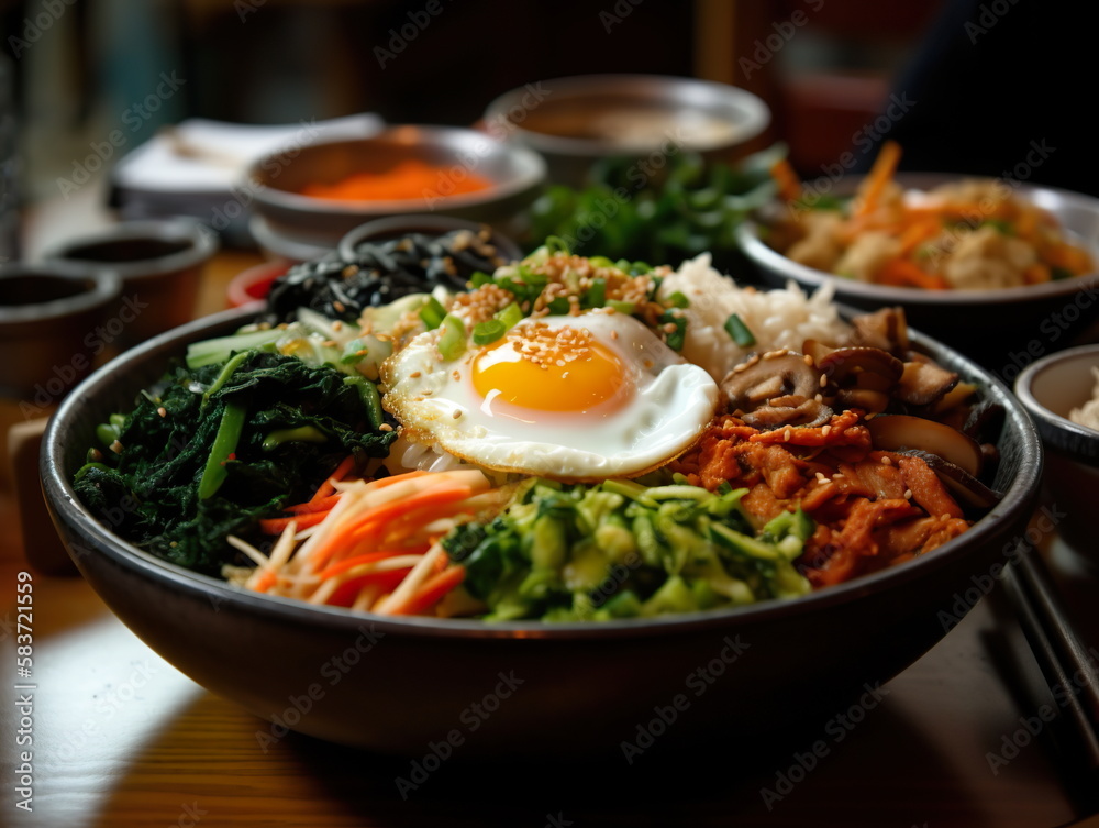 Korean table setting - bibimbap Korean table setting - bibimbap