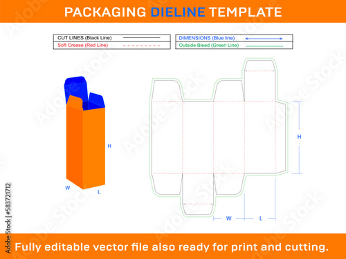 Lipstik Box, Lip Gloss Balm Stain Box Cosmetic Dieline Template