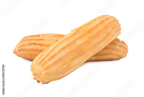 Two fresh delicious eclairs isolated on white