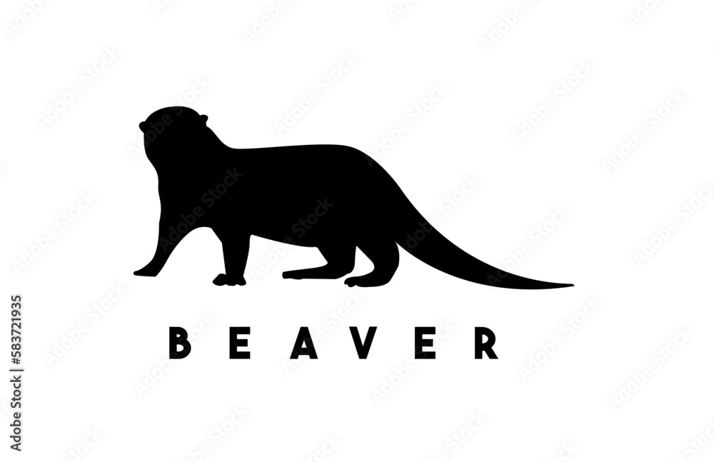 Vector illustration, otter silhouette nice as a picture to commemorate international beaver day