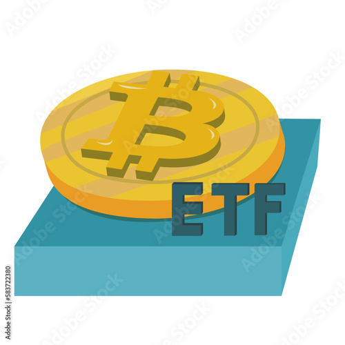Text ETF (Exchange Traded Fund) put on money dollar coin, Concept Entering the Digital Money Fund.