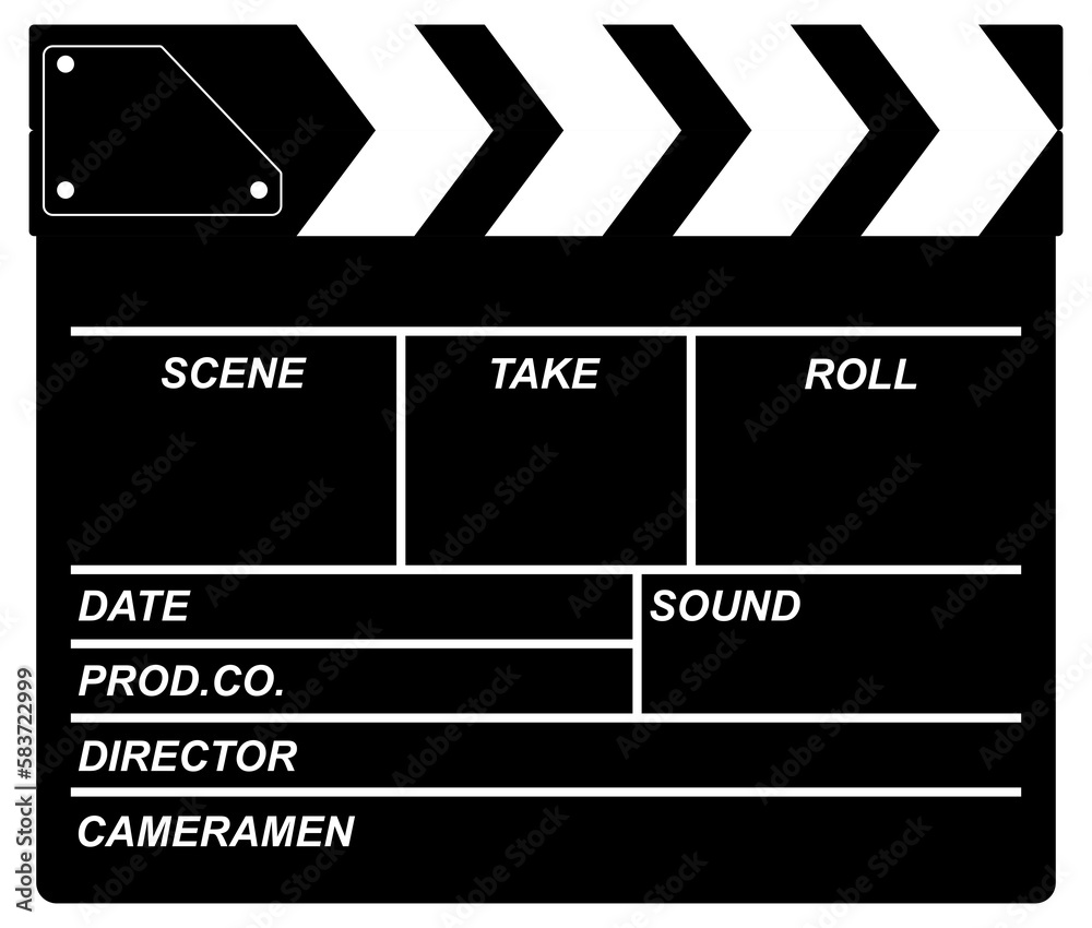 Clapper Board for Cinematography Concept, Movie or Film. Format PNG