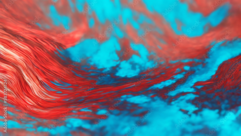 wallpaper giant weave of red 3d paint on the light blue background (ai generated)