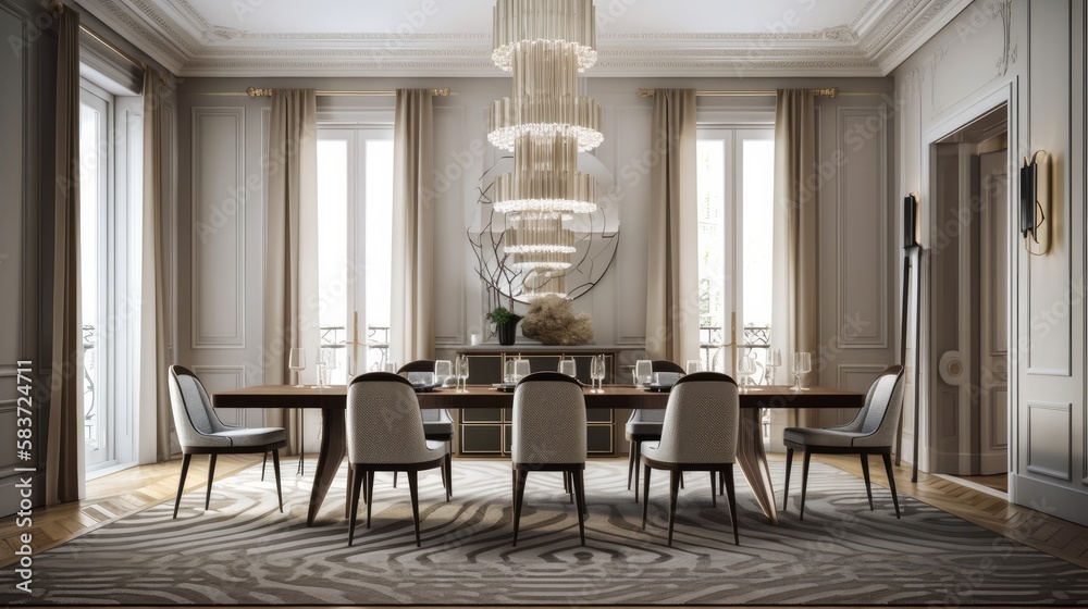 house beautiful interior design contemporary dining area with full window with morning day light elegance furniture detail, image ai generate house beautiful interior design contemporary dining area with full window with morning day light elegance furniture detail, image ai generate