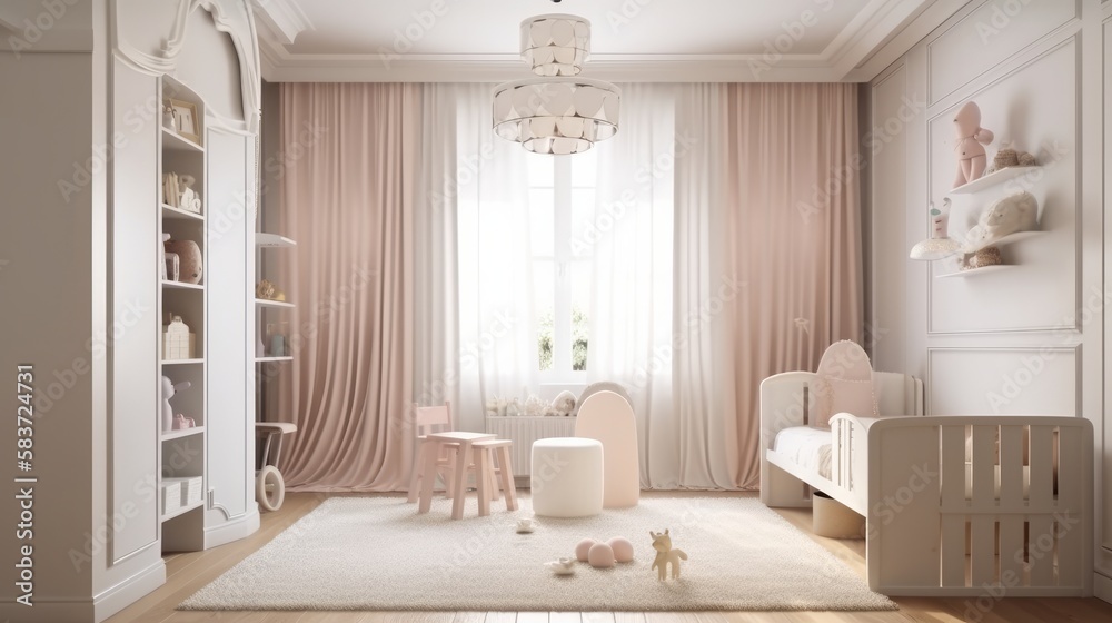 kid bedroom contemporary interior design in pastel colour scheme house beautiful design concept, image ai generate