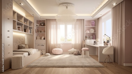 kid bedroom contemporary interior design in pastel colour scheme house beautiful design concept  image ai generate