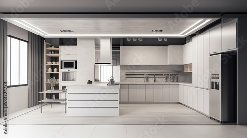 contemporary kitchen interior design house beautiful style, image ai generate