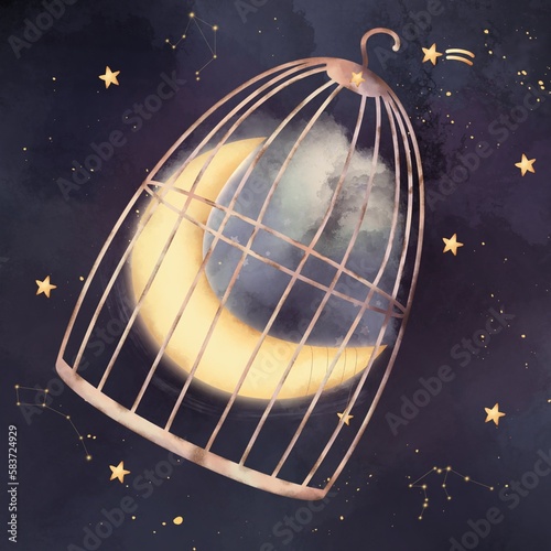 Someday in the dark night the moon confinement in a cage