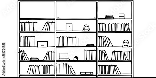 Book shelf drawing outline 