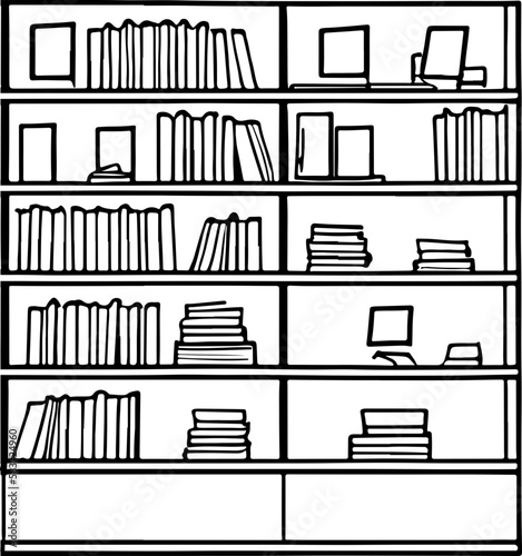 Book shelf drawing outline 