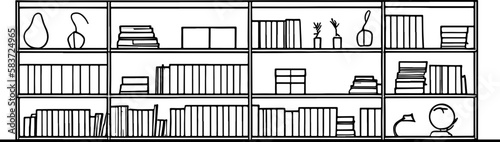 Book shelf drawing outline 