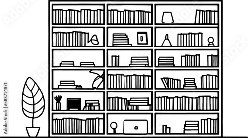 Book shelf drawing outline 