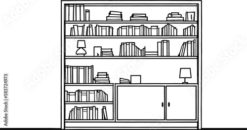 Book shelf drawing outline 
