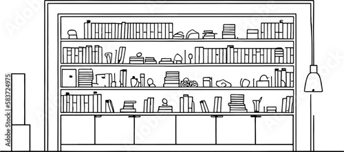 Book shelf drawing outline 