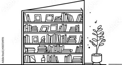 Book shelf drawing outline 