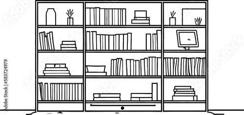 Book shelf drawing outline 