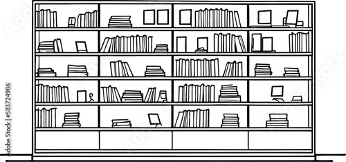 Book shelf drawing outline 
