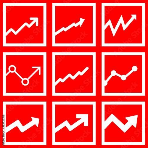 Graph icon set. Vector illustration of graph arrow for business, statistic, finance or economy. Graphic resources of graph icon for design illustration regarding the inflation in the world