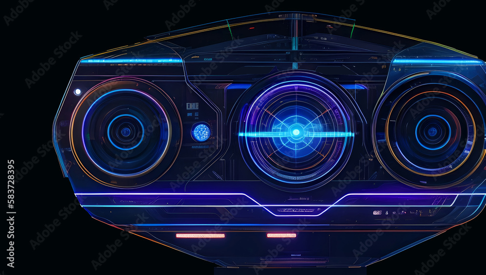Futuristic Circle Controls Neon Lines Radial Sci-Fi High Detail Tech Background Generative AI illustration
