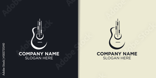 guitar setting logo design vector, technology logo template