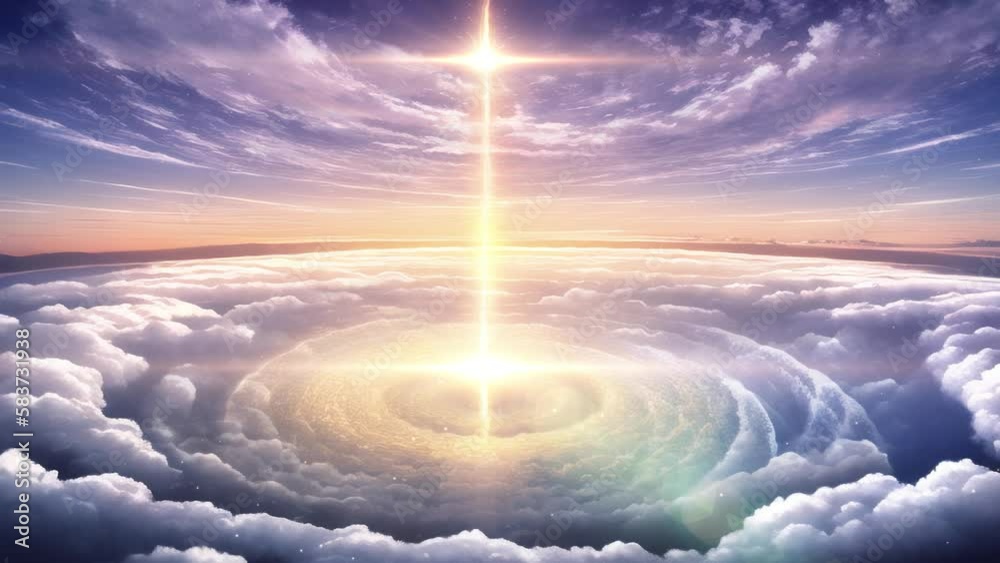 Natural phenomenon Illustration background loop of Light Beam breaking through the clouds