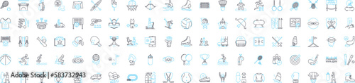 Olympic sports vector line icons set. Track, Field, Swimming, Soccer, Gymnastics, Fencing, Shooting illustration outline concept symbols and signs