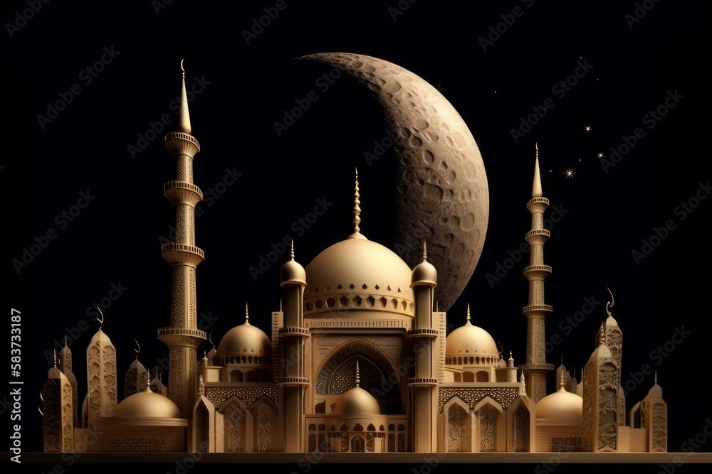 Fototapeta premium mosque at night made with generative ai
