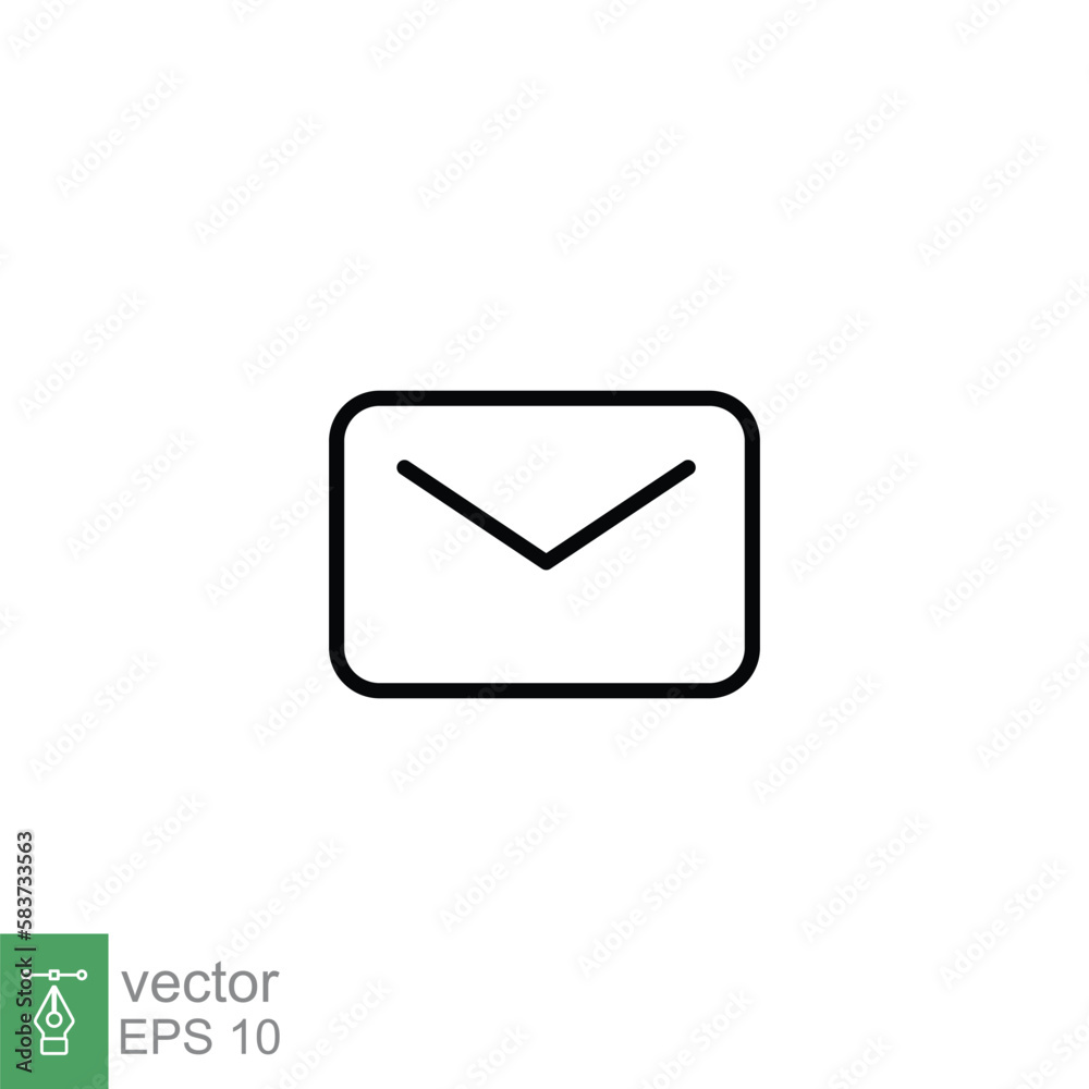 Email envelope icon. Simple outline style. Message, mail, letter, communication concept. Thin line symbol. Vector illustration design on white background. EPS 10. Email envelope icon. Simple outline style. Message, mail, letter, communication concept. Thin line symbol. Vector illustration design on white background. EPS 10.