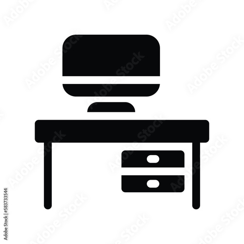 desk solid icon illustration vector graphic