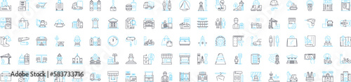 Cityscapes vector line icons set. Urban, skyline, metropolis, metropolises, vista, architecture, buildings illustration outline concept symbols and signs