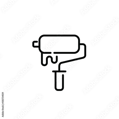 Paint roller. Construction and redecoration works. Pixel perfect, editable stroke line icon