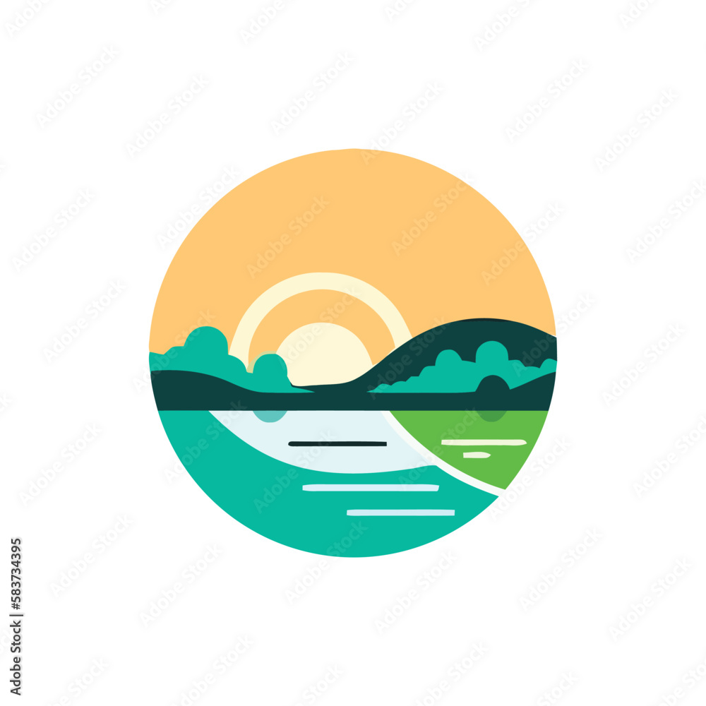 Simple Landscape Flat Illustration Vector Simple Landscape Flat Illustration Vector