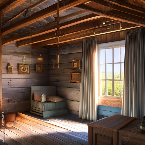  upstairs bedroom of a farmhouse2, Generative AI