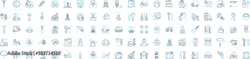 Smart engineering vector line icons set. engineer, smart, engineering, intelligent, automation, electronics, networking illustration outline concept symbols and signs