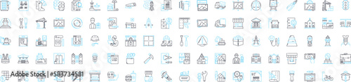 Building architecture vector line icons set. Architecture, Building, Structure, Design, Plans, Elevation, Blueprint illustration outline concept symbols and signs