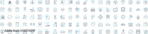 Global business vector line icons set. Global, business, international, economy, marketing, trade, commerce illustration outline concept symbols and signs