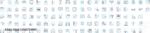 HealthTech vector line icons set. HealthTech, MedicalTech, CareTech, Telehealth, Wearables, Diagnostics, Telemedicine illustration outline concept symbols and signs