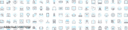Technology networking vector line icons set. Networking, Technology, LAN, WAN, TCP, IP, Wi-Fi illustration outline concept symbols and signs