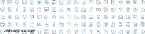Digital illustrator vector line icons set. Digital, Illustrator, Designer, Artist, Vectors, Graphics, Software illustration outline concept symbols and signs