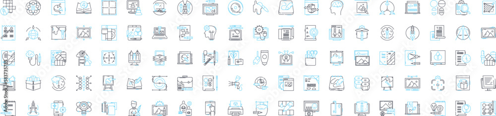 Graphic design studio vector line icons set. Graphic, Design, Studio, Graphic Design, Creative, Artwork, Layout illustration outline concept symbols and signs